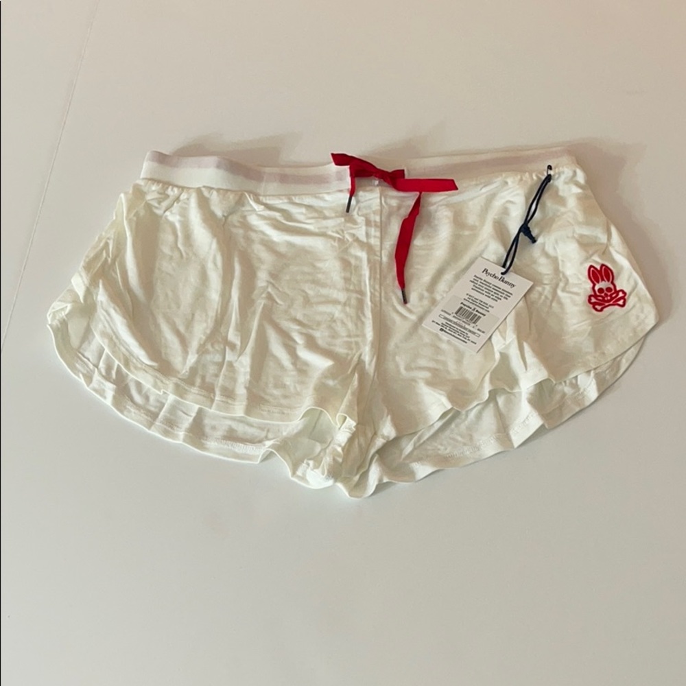 Psycho Bunny White Womans Model Shorts lrg lounge